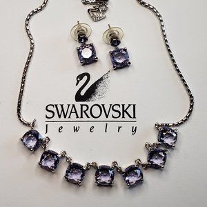 💎Signed Swarovski Crystal Purple Earrings & Necklace